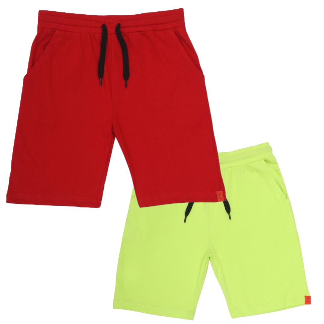 Chilins Kids Cotton Shorts Red & Green | Grocsy