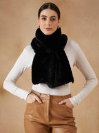 InWeave Women's Black Faux Fur Neck Warmer | Grocsy