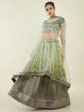 Tulsi Art Fascinating Green Sequins Art Silk Mehendi Wear Lehenga Choli | Grocsy