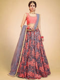 Tulsi Art Grey Floral Embroidered Net Bridal Lehenga Choli | Grocsy