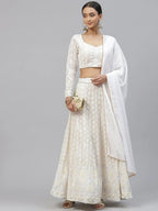 Tulsi Art Impressive White Sequins Bridesmaid Monochrome Lehenga Choli | Grocsy
