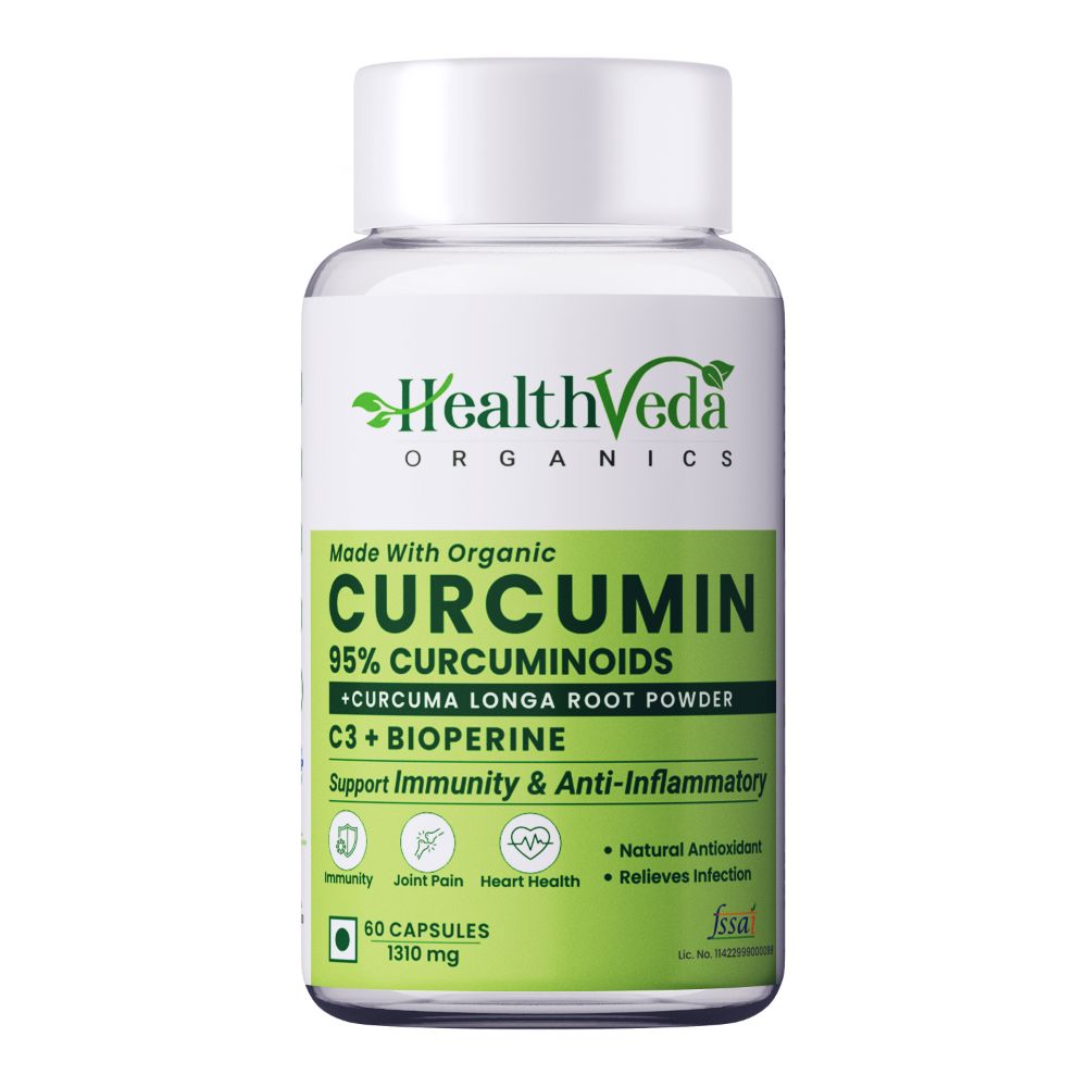 Health Veda Organics Curcumin C3 + Bioperine Capsules | Grocsy