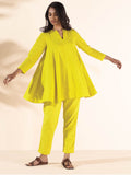 trueBrowns Lime Cotton Dobby Flared Co-ord Set | Grocsy