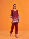Anaita Maroon Stylish Readymade Co-Ords Set | Grocsy