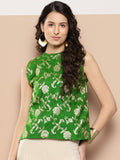 InWeave Women's Green Brocade Halter Top | Grocsy
