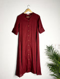 trueBrowns Maroon Slub Kurta | Grocsy