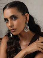 trueBrowns Silver Gold Tone Circular Stone Earrings | Grocsy