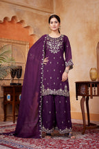 Anaita Wine Readymade Suit with Embroidery Work | Grocsy