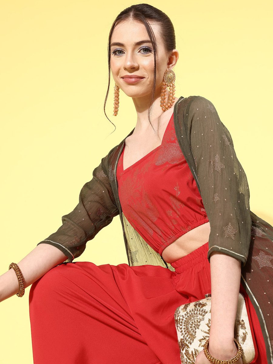 Ahalyaa Printed Co-Ords With Shrug | Grocsy