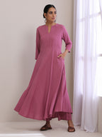 trueBrowns Onion Pink Dobby Anarkali Pant Set | Grocsy