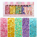 Confect Easter Sprinkles Edible | Mix Parrot Green, Pink, Sky Blue and Yellow Pearls & Stars Pack Of 5 (EAST 5) - 100Gms | Grocsy