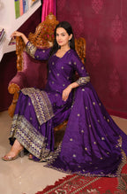 Teeya Creation Purple Color Chinon Silk Heavy Embroidery Work Fully Stitched Salwar Suit | Grocsy