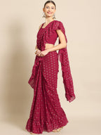 Ahalyaa Printed Ready To Wear Ruffles Saree | Grocsy