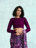 trueBrowns Wine Velvet With Print Detail Blouse | Grocsy