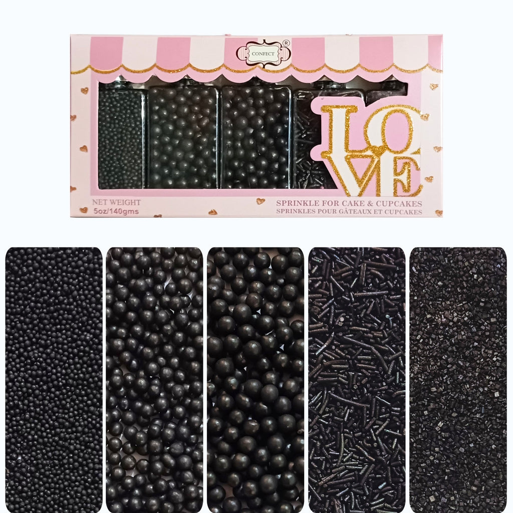 Confect Sprinkles for Cakes & Cupcakes Decoration | USP-19(Black) | Grocsy