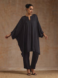 trueBrowns Grey Modal Satin Oversized Round Co-Ord Set | Grocsy