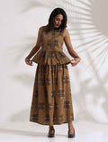 trueBrowns Beige Cotton Skirt Co-ord Set | Grocsy