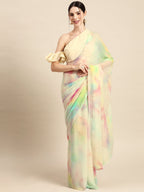 Ahalyaa Abstract Digital Printed Chiffon Saree | Grocsy