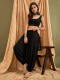 InWeave Black Solid Harem Pant | Grocsy
