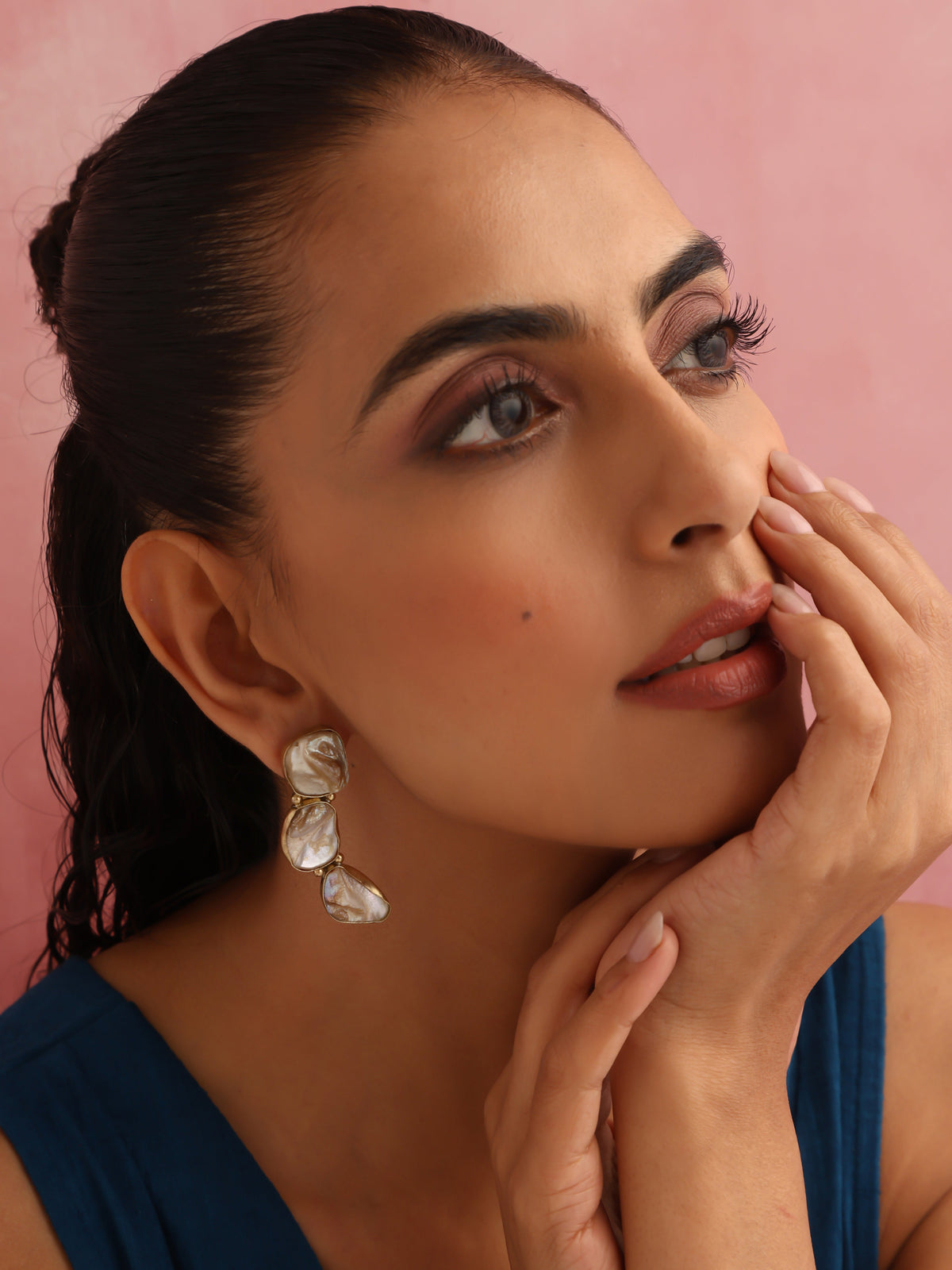 trueBrowns Brass Marble Stone Earrings | Grocsy