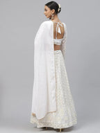 Tulsi Art Impressive White Sequins Bridesmaid Monochrome Lehenga Choli | Grocsy