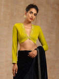 trueBrowns Lime Velvet Embroidered Blouse | Grocsy