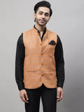 Even Apparels Men's Orange Nehru Jacket With Welt Pockets | Grocsy