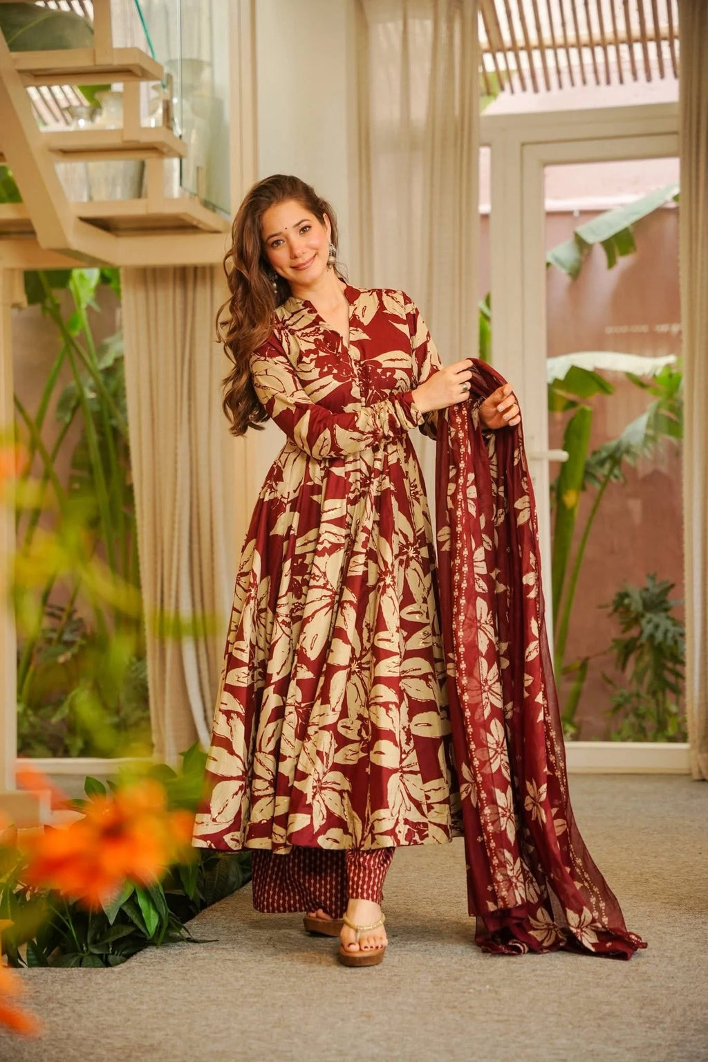Yash Enterprise Red Muslin Cotton Silk Party Wear Embroidery Suit Set | Grocsy