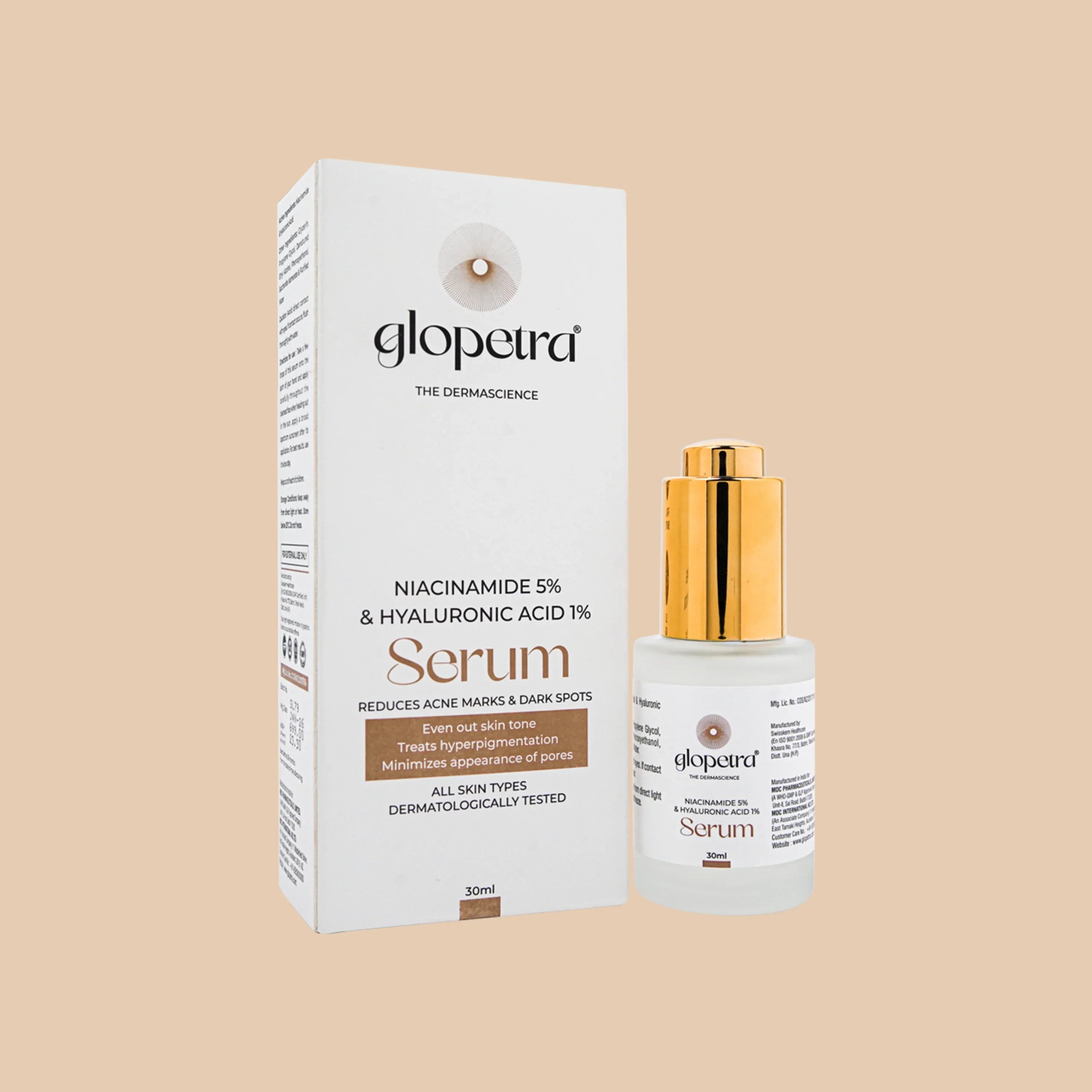 Glopetra Niacinamide & Hyaluronic Acid Serum For Acne & Dark Spots | Grocsy