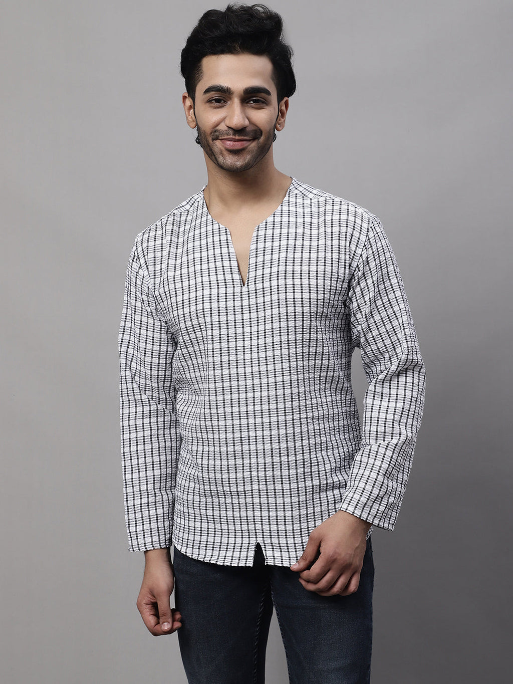 Even Apparels Multi Pure Cotton Open Neck Kurta | Grocsy
