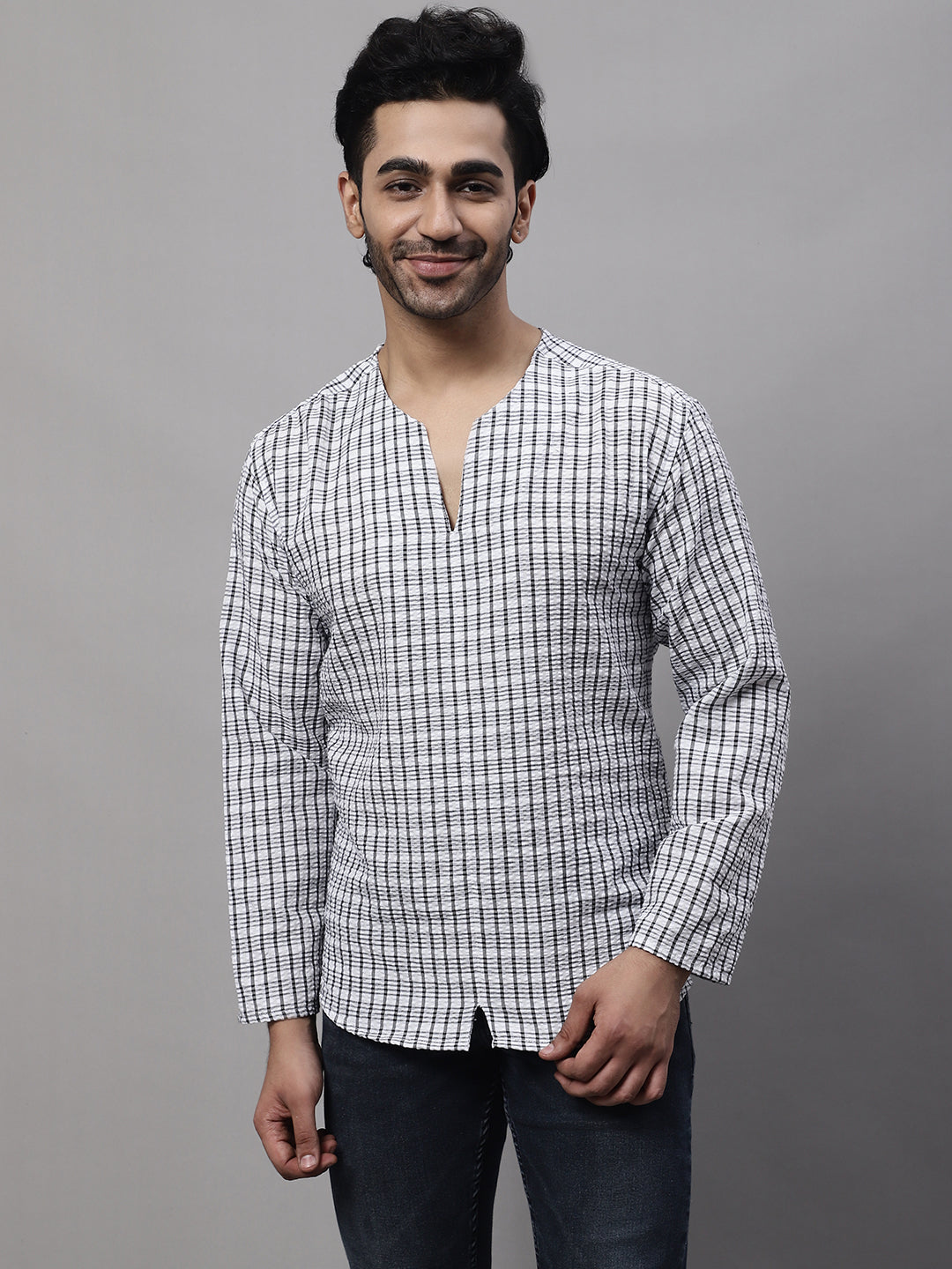 Even Apparels Multi Pure Cotton Open Neck Kurta | Grocsy