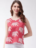 InWeave Red Elephant Sleeveless Top | Grocsy