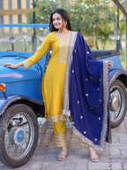 Yash Enterprise Yellow Heavy Sequence Embroidery Salwar Suit Set | Grocsy