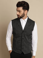 Even Apparels Men's Black Waistcoat with Notched Lapel | Grocsy