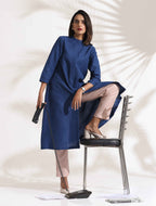 trueBrowns Blue Slub Kurta Set | Grocsy