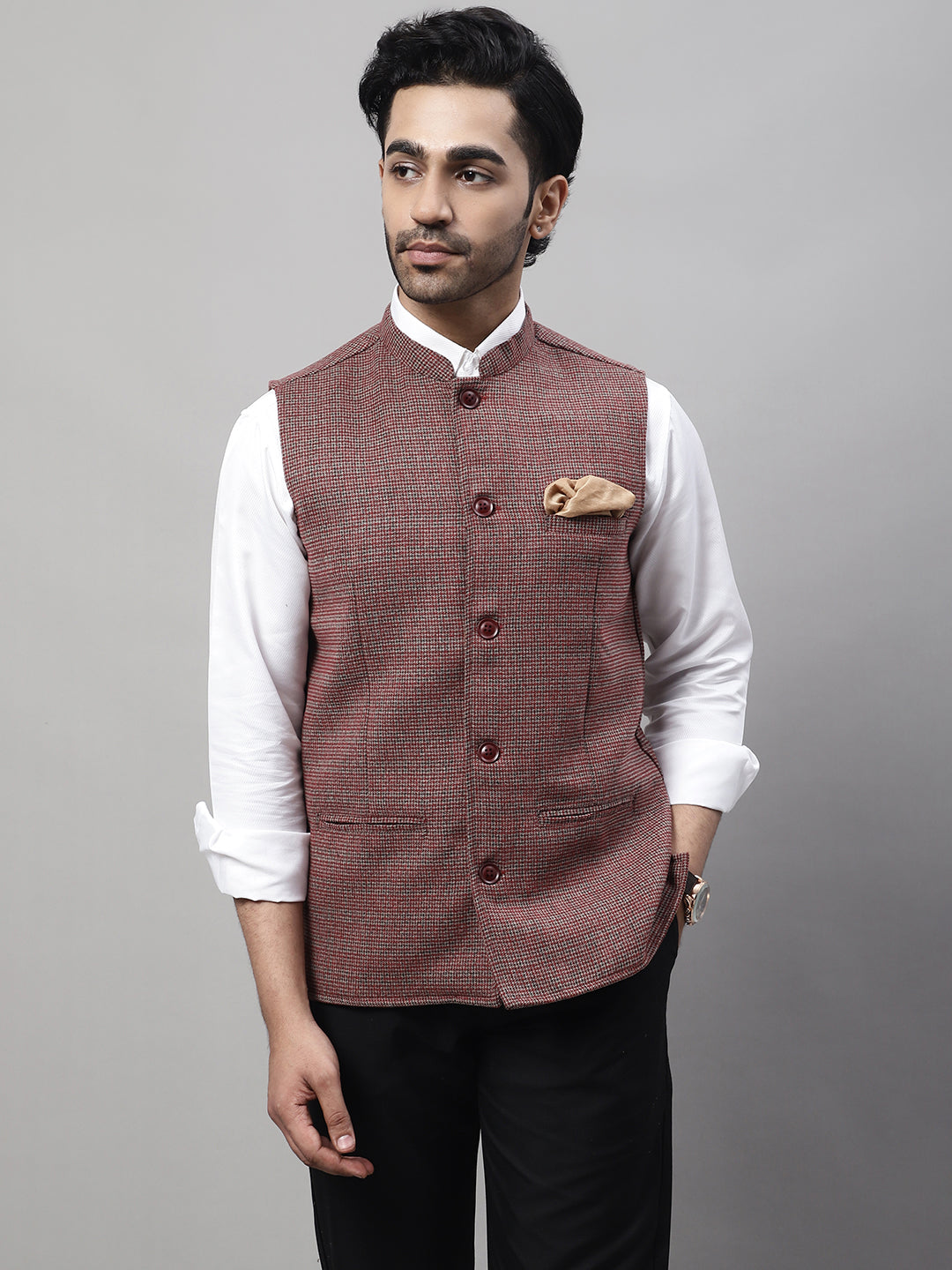 Even Apparels Men's Multi Nehru Jacket With Welt Pockets | Grocsy