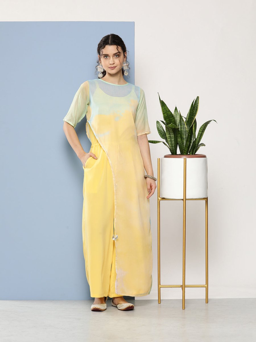 Ahalyaa Printed Waist Tie-Ups Basic Jumpsuit | Grocsy