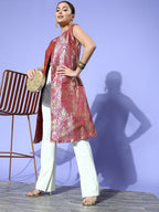 InWeave Women's Pink Brocade Jacket | Grocsy