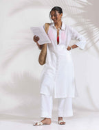 trueBrowns White Check Cotton Kurta Set | Grocsy