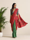 trueBrowns Red Muslin Ikat Saree | Grocsy