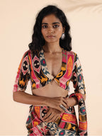 trueBrowns Cola Muslin Ikat Deep V-Neck Blouse | Grocsy