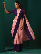 trueBrowns Pink Purple Muslin Silk Ready to Wear Saree | Grocsy