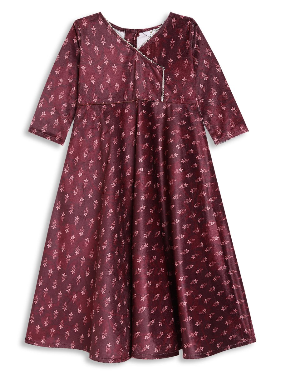 Ahalyaa Girls Printed A-Line Maxi Ethnic Dresses | Grocsy
