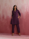 trueBrowns Purple Modal Kurta Co-ord Set | Grocsy