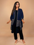 trueBrowns Blue Woollen Kaftan Cape | Grocsy