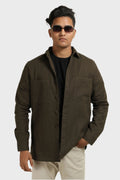 Xkind Olive Green Regular Fit Shacket | Grocsy