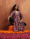 trueBrowns Maroon Print High Slit Kurta Set | Grocsy