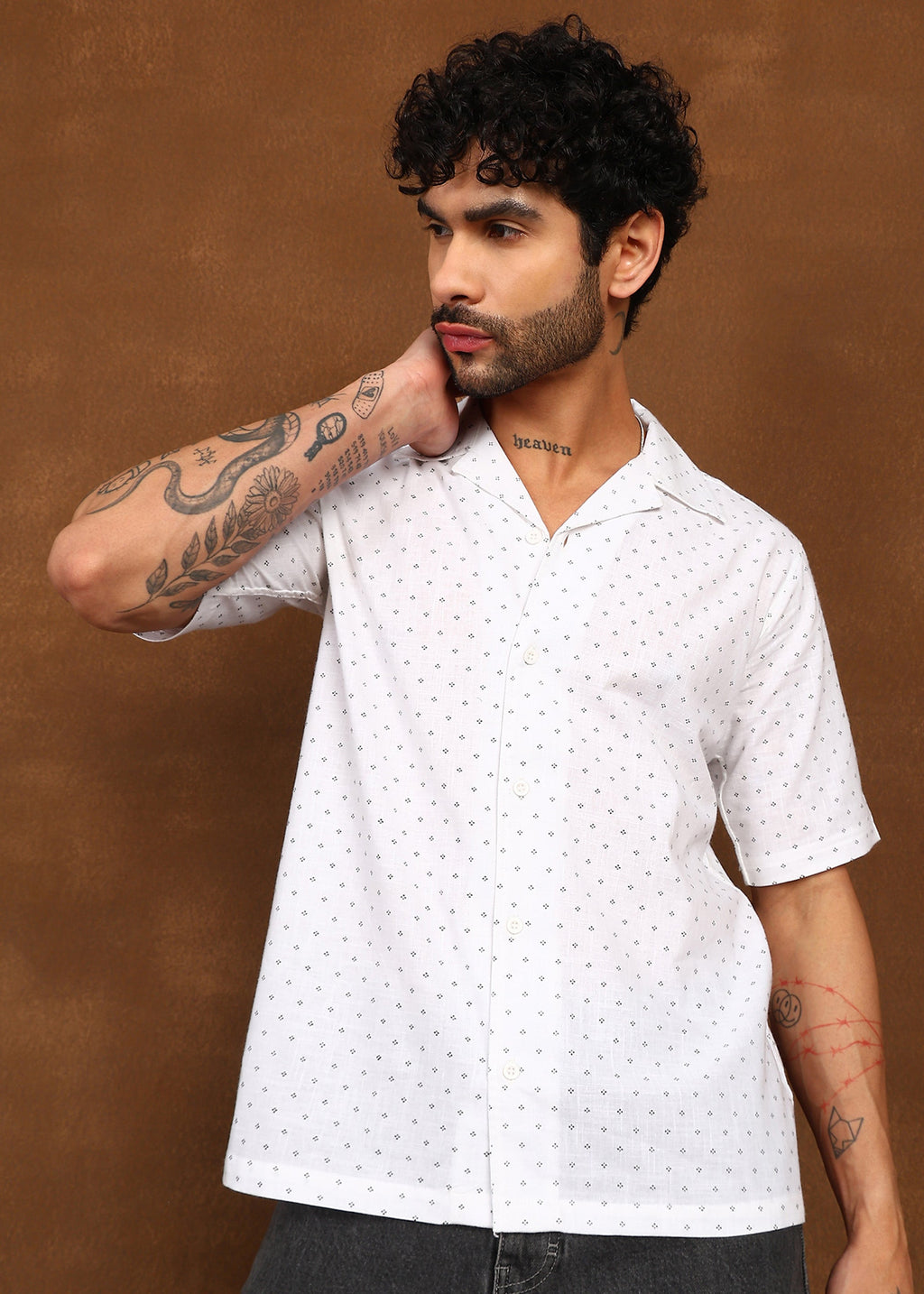 Fabmade Micro Print Short Sleeve Shirt | Grocsy