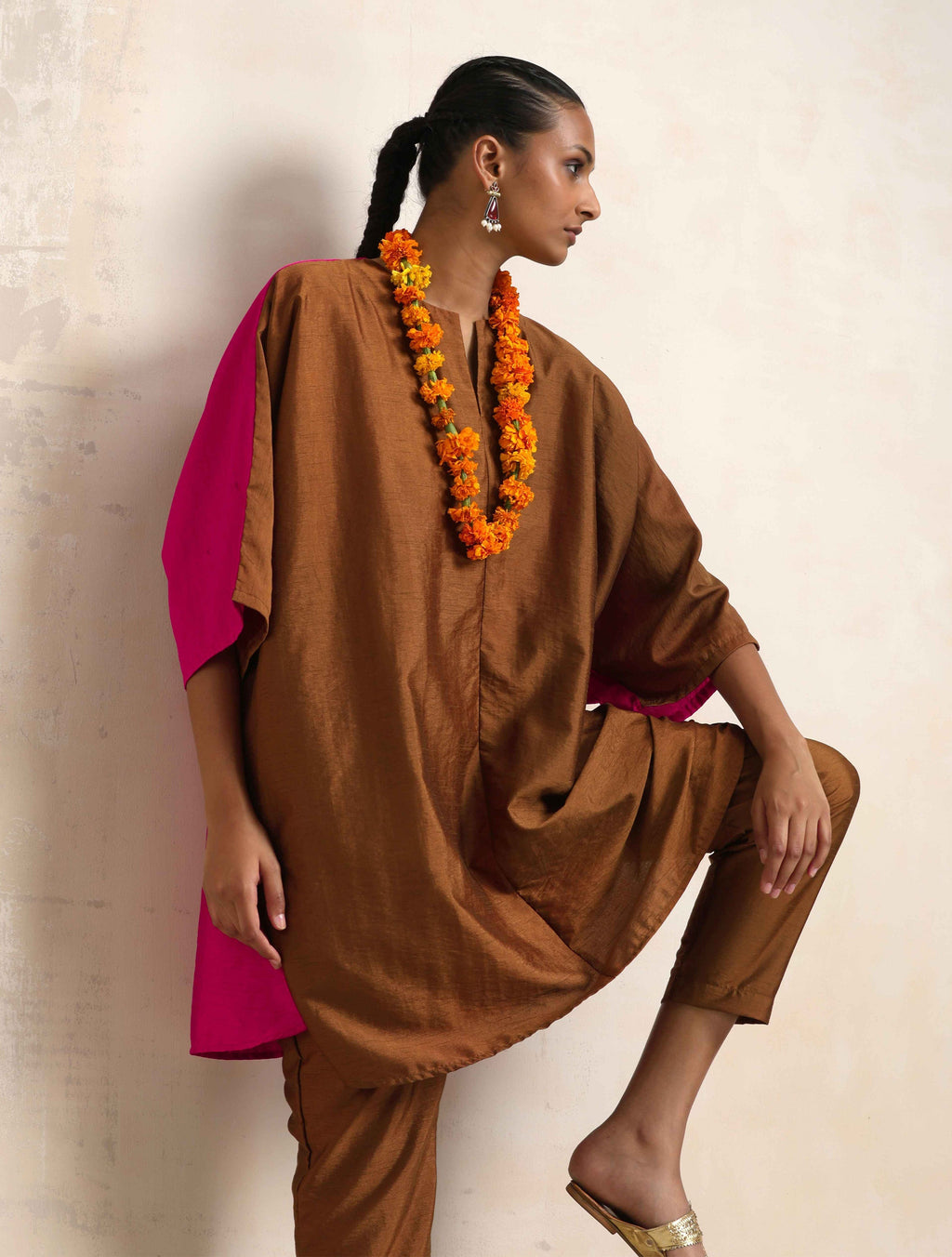 trueBrowns Brown Silk Co-ord Set | Grocsy