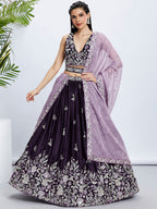 House of Panchhi Cream Net Cutdana, Sequins And Zarkan Embroidery Lehenga Choli & Dupatta | Grocsy